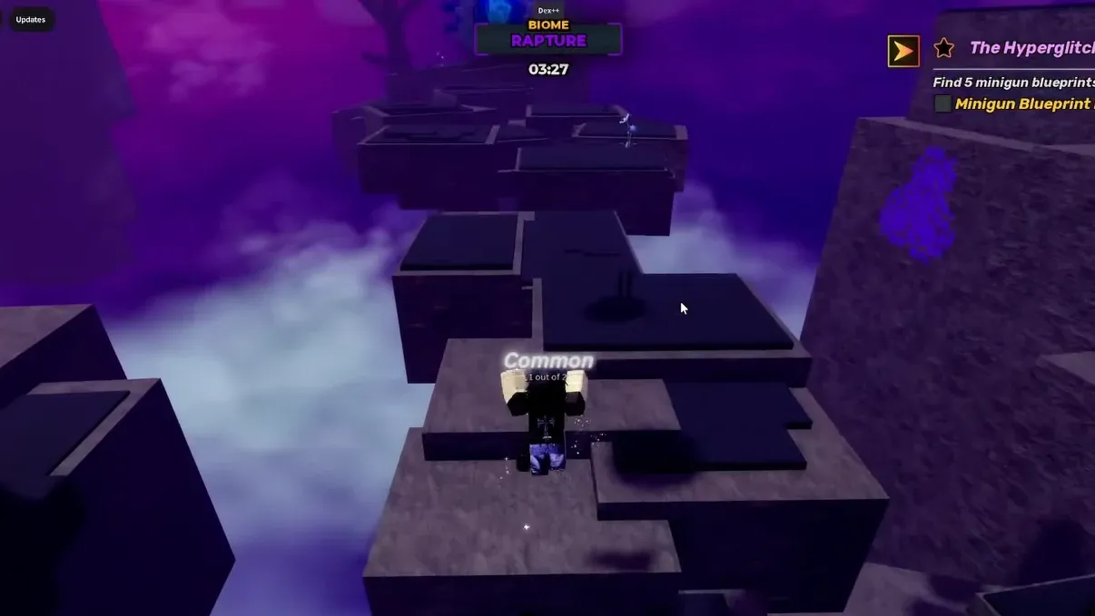 Avatar crossing floating sky platforms toward the portal for the first piece