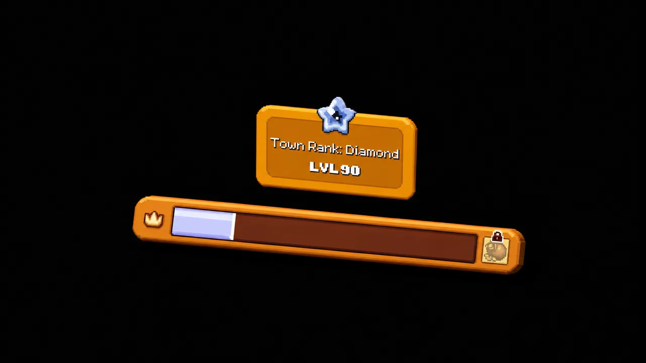 Town Rank Diamond LVL 90 panel with progress bar
