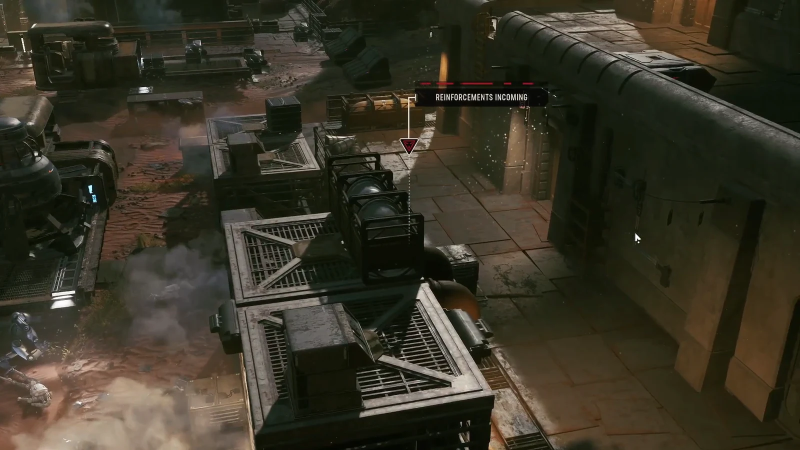 A red REINFORCEMENTS INCOMING warning marks where new droids will arrive on the map