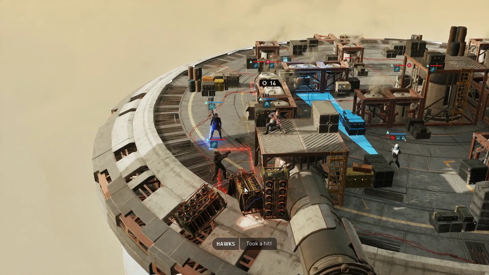Operator moving along a blue highlighted path past cover and objective markers