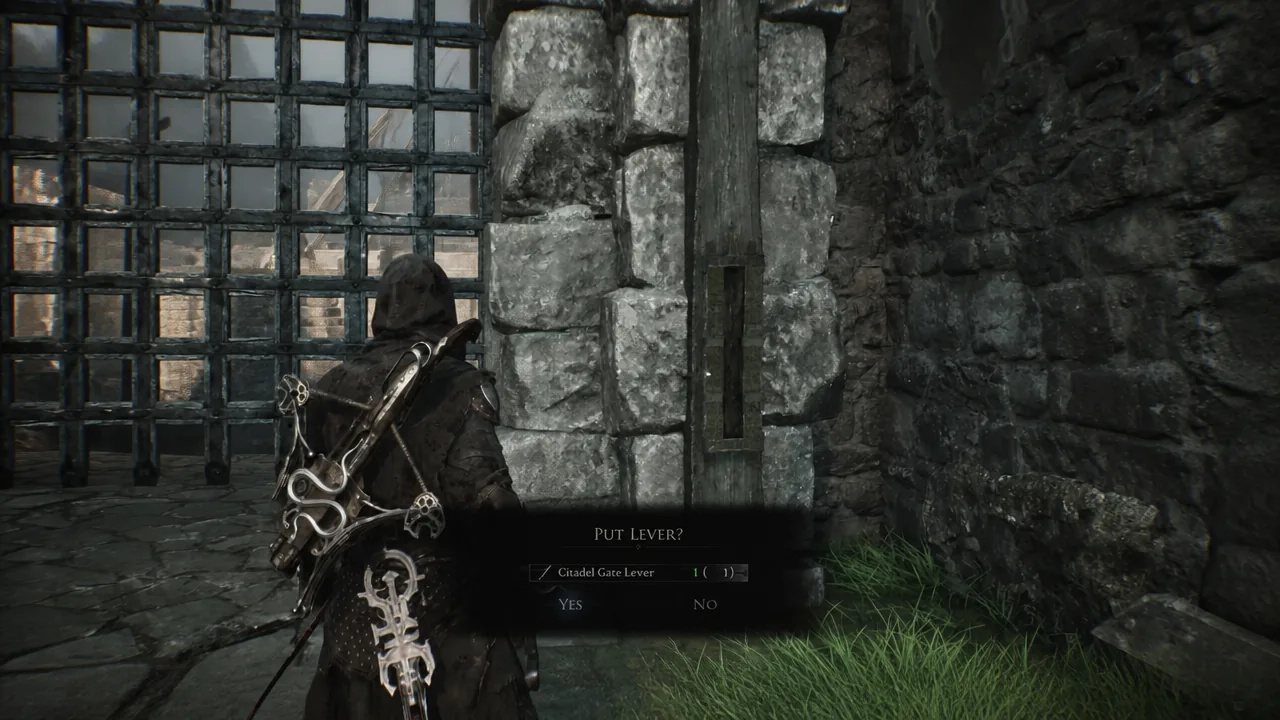 Put Lever prompt open at the gate mechanism with the Citadel Gate Lever selected
