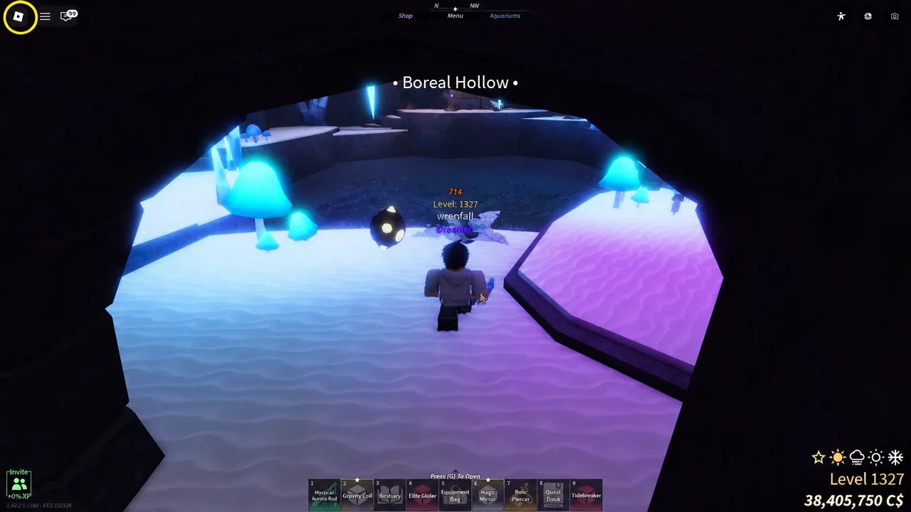The glowing portal entrance leading into Boreal Hollow inside Boreal Pines