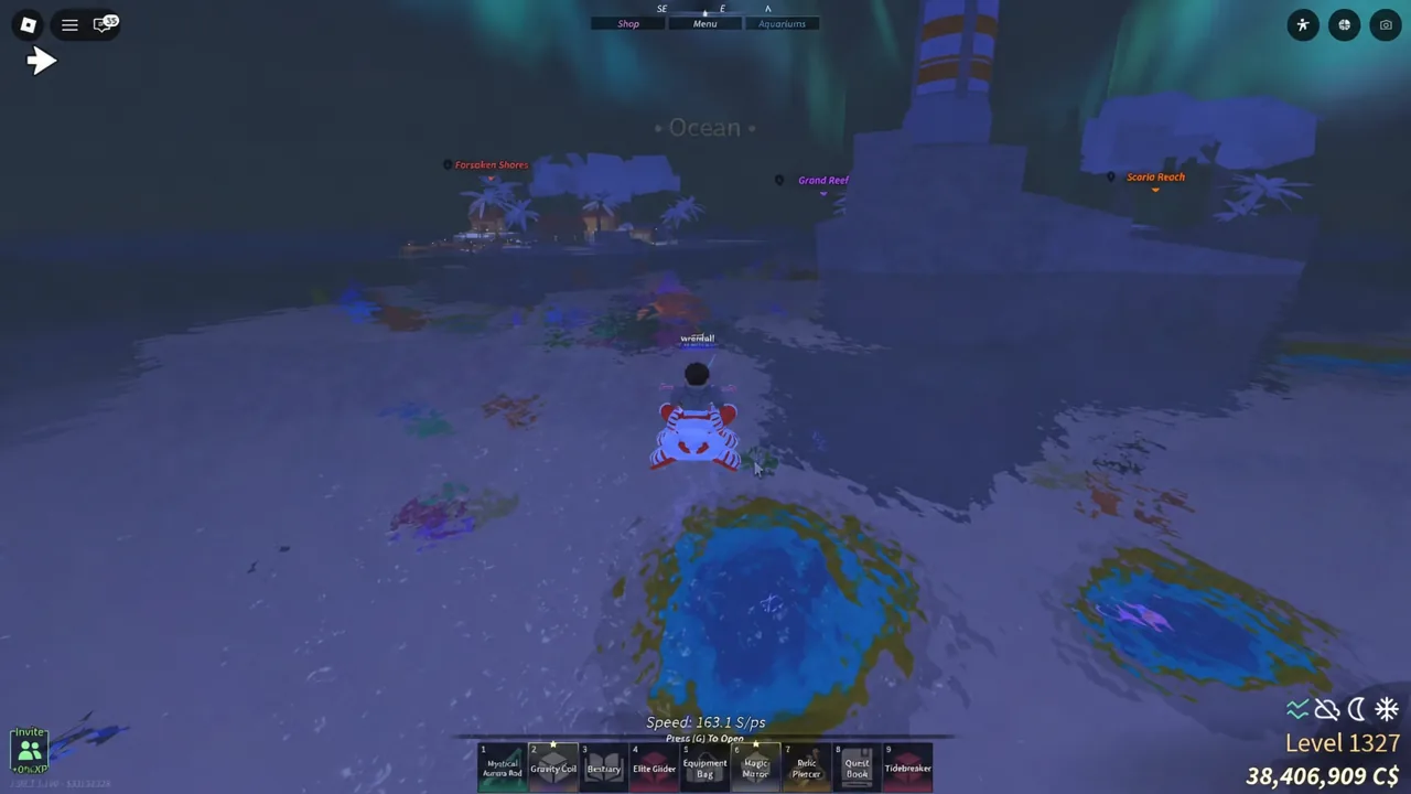 The Traveler's Whistle destination menu at Roslit Bay with Abyssal Zenith listed