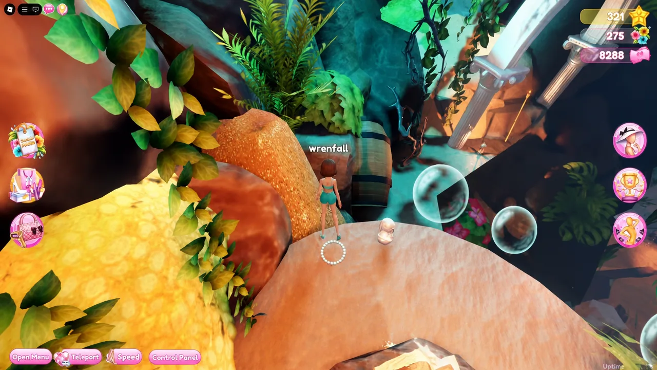 Avatar standing on a platform inside the cave area as the room loads in