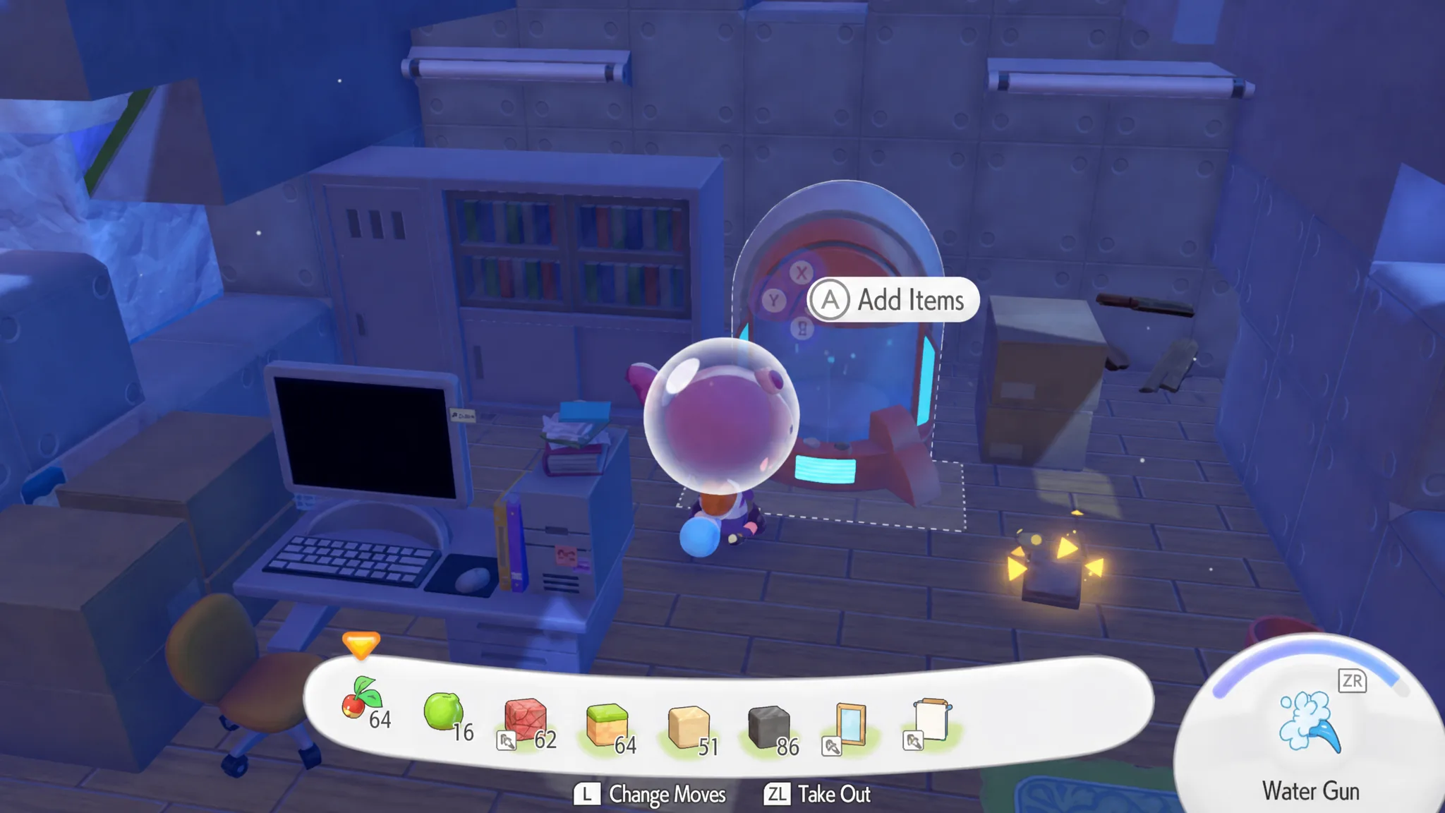 Ditto standing by portal pod in pokopia