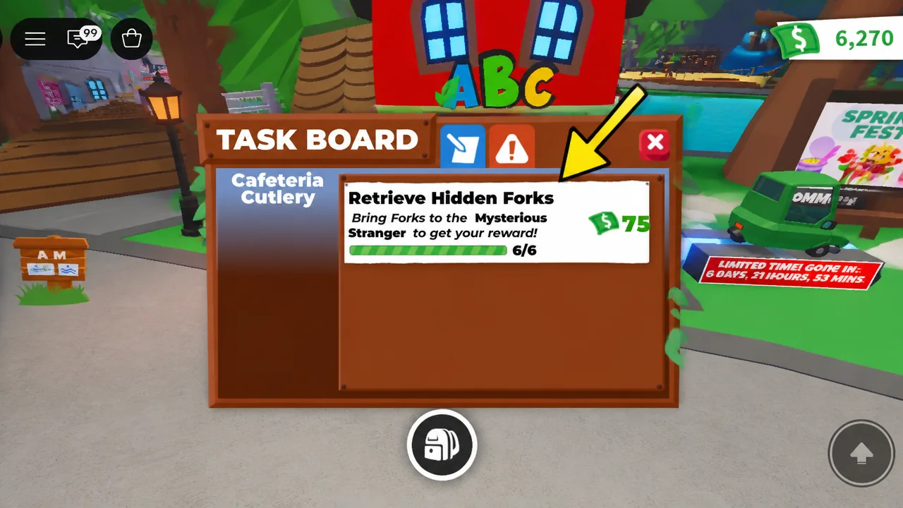 Task Board showing Retrieve Hidden Forks at 6/6 ready to claim