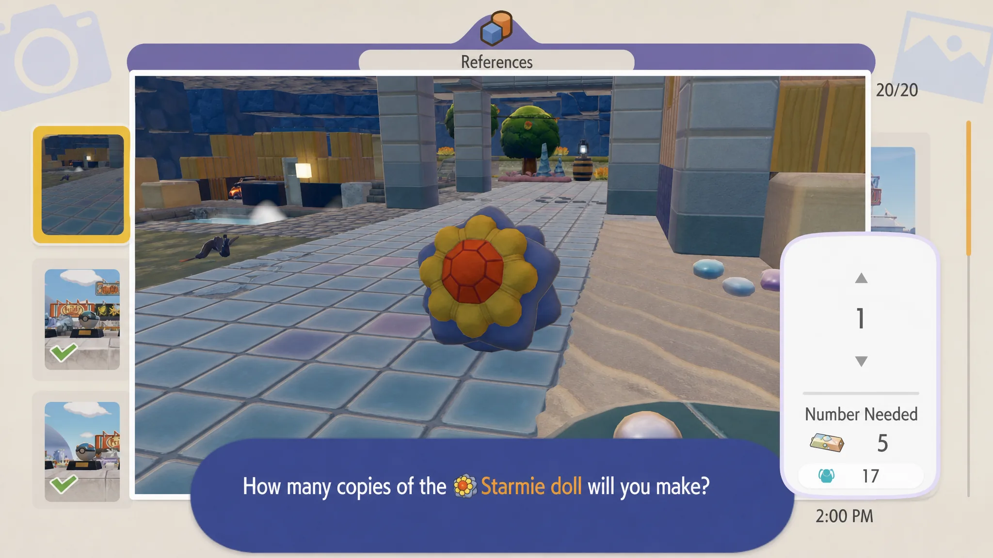 Making a copy of the Starmie Doll using the 3D Printer in Pokémon Pokopia