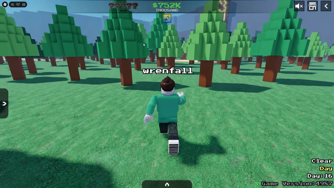Player running through the forest in TBOD 2 while searching for the Merchant