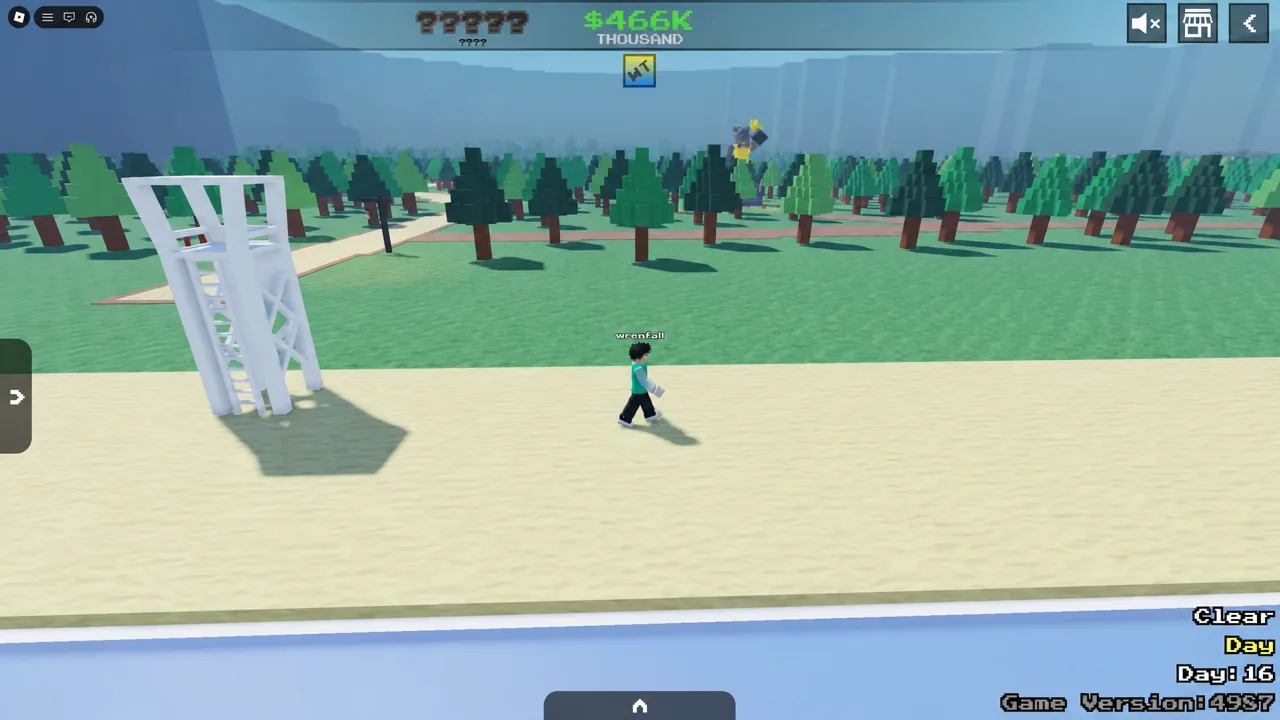 Player avatar running along a sandy dirt path in TBOD 2 for the movement speed bonus