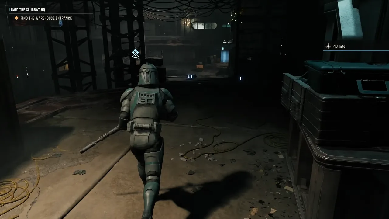 Scoping in on guards from the second blue scan marker during the warehouse approach