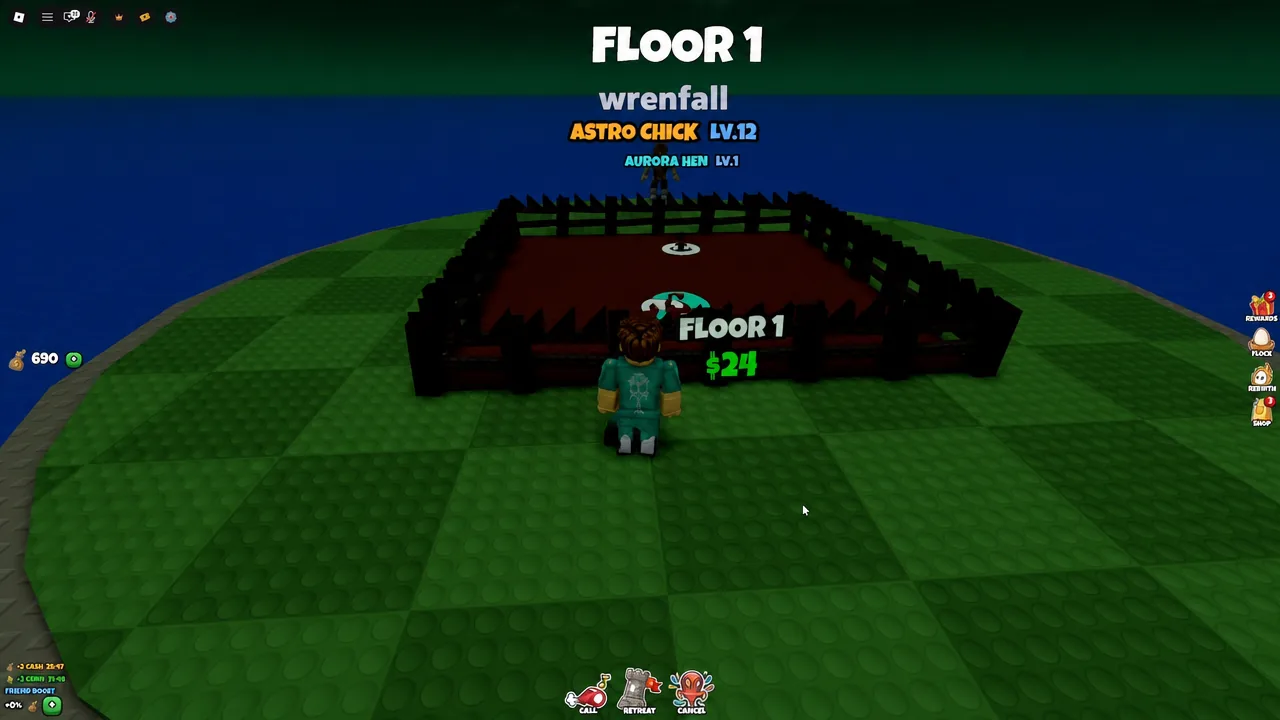 Floor 1 screen with the 24-cost Floor 1 plot highlighted as the player approaches it