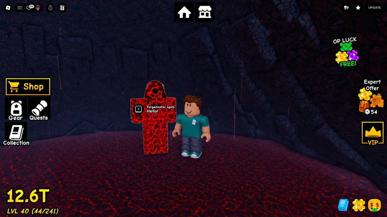 Forgemaster dialogue box open at the volcano forge after a completed craft