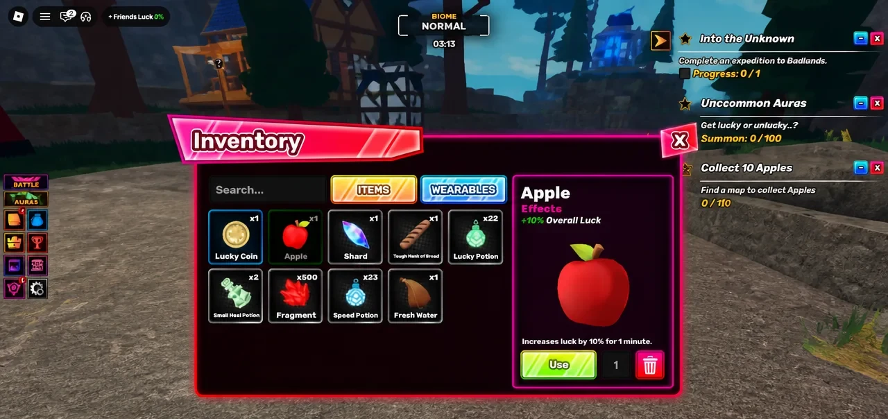 image showing apples in inventory in Unscathed