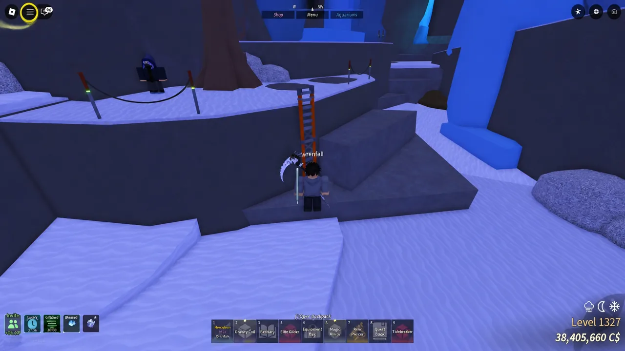 Talking to Meteor Maniac Matthew at his snowy camp to start the SPACE CANDY quest