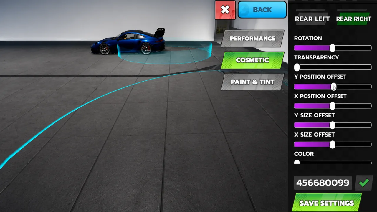 Ghost Driver window decal settings with rotation, transparency, position offset and color sliders