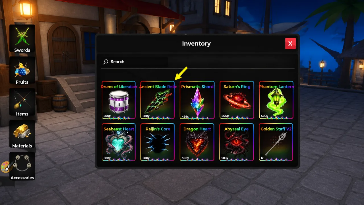 Haze Seas inventory highlighting the Prismatic Shard item