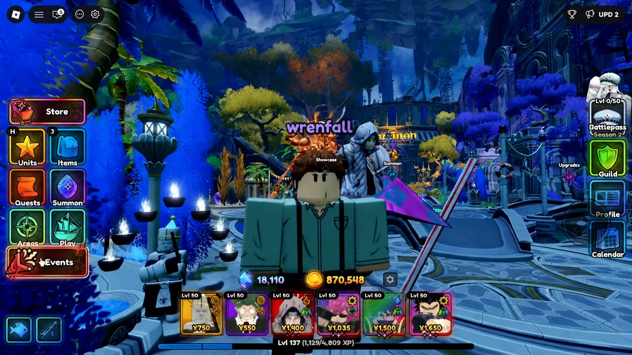 Anime Expeditions main hub with the Guild button highlighted among the side menu options