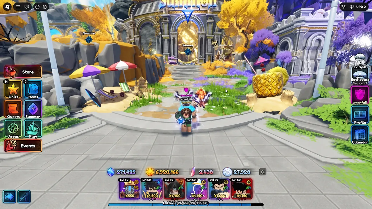 Anime Expeditions lobby with the Summon button visible
