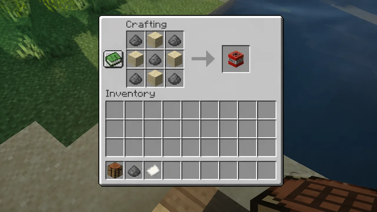 Use Gunpowder to make TNT in Minecraft