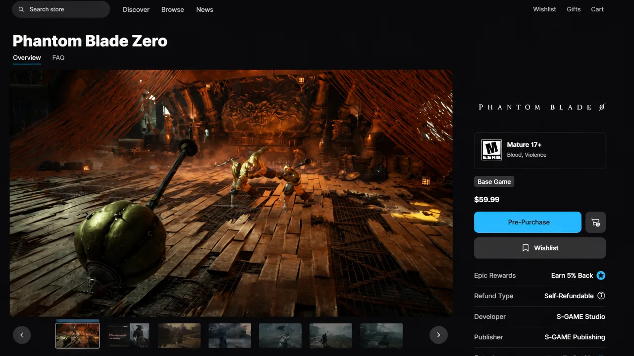 Phantom Blade Zero Pre-Purchase In Epic Games Store To Get Free Soul Skin In Fortnite