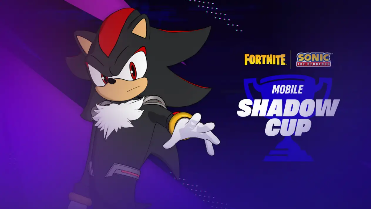 Fortnite Shadow Cup promo art showing Shadow the Hedgehog and the tournament modes