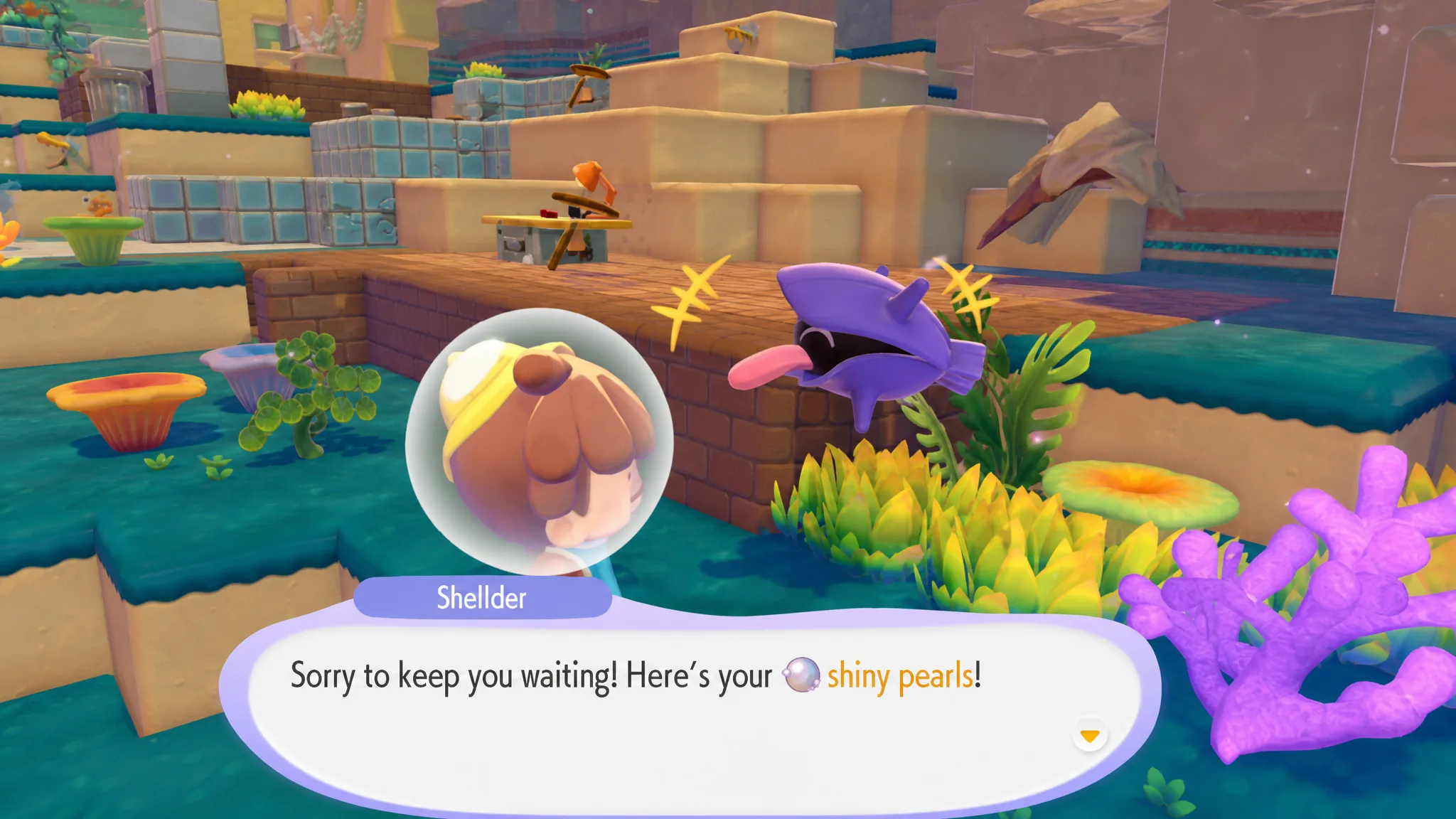 Getting shiny pearls from shellder in pokopia