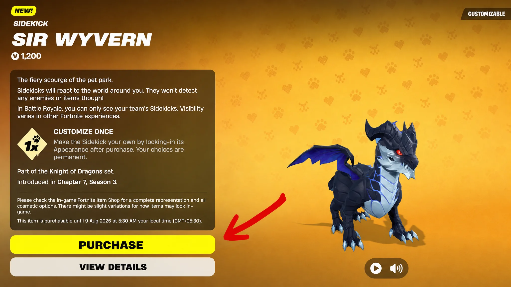 Buying Sir Wyvern Sidekick in Fortnite