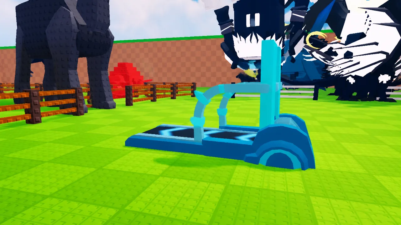 Player character training on the Treadmill outside their base in Steal An Egg