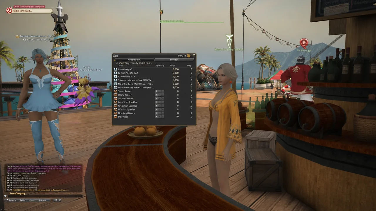 The Moonfire Faire vendor and their wares in Final Fantasy 14