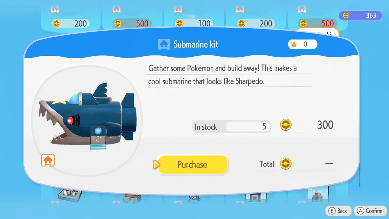 submarine kit in store pokopia