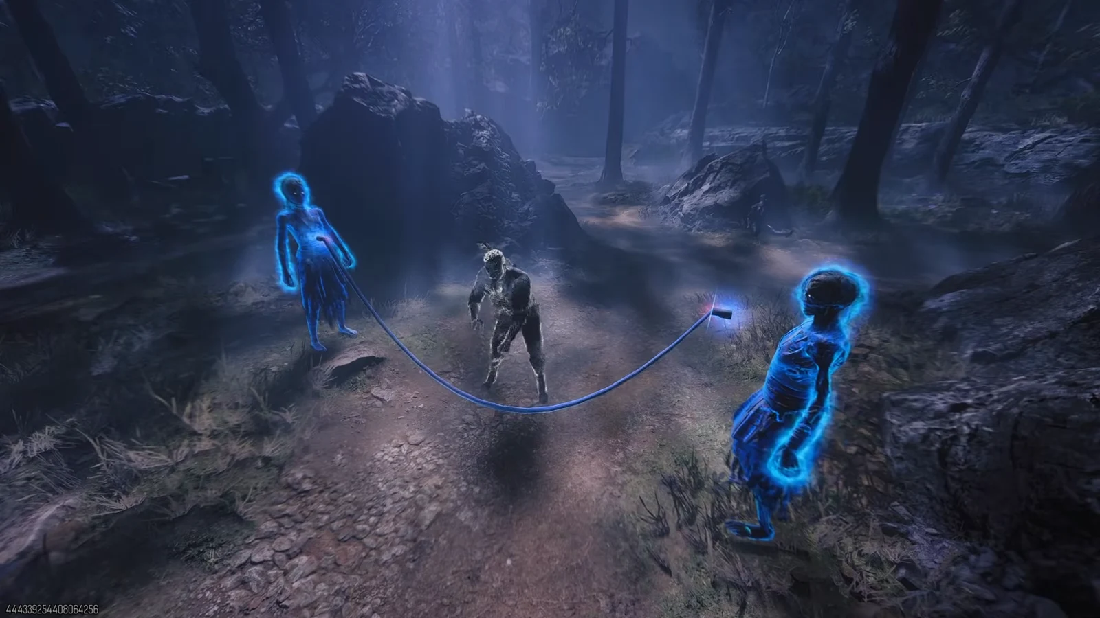 Rope jump minigame in progress in the Rex Infernus forest