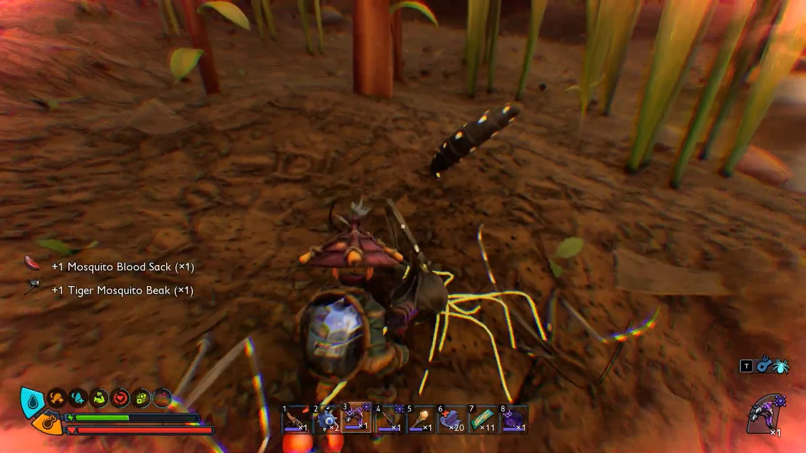 Loot pickups reading plus one Mosquito Blood Sack and plus one Tiger Mosquito Beak