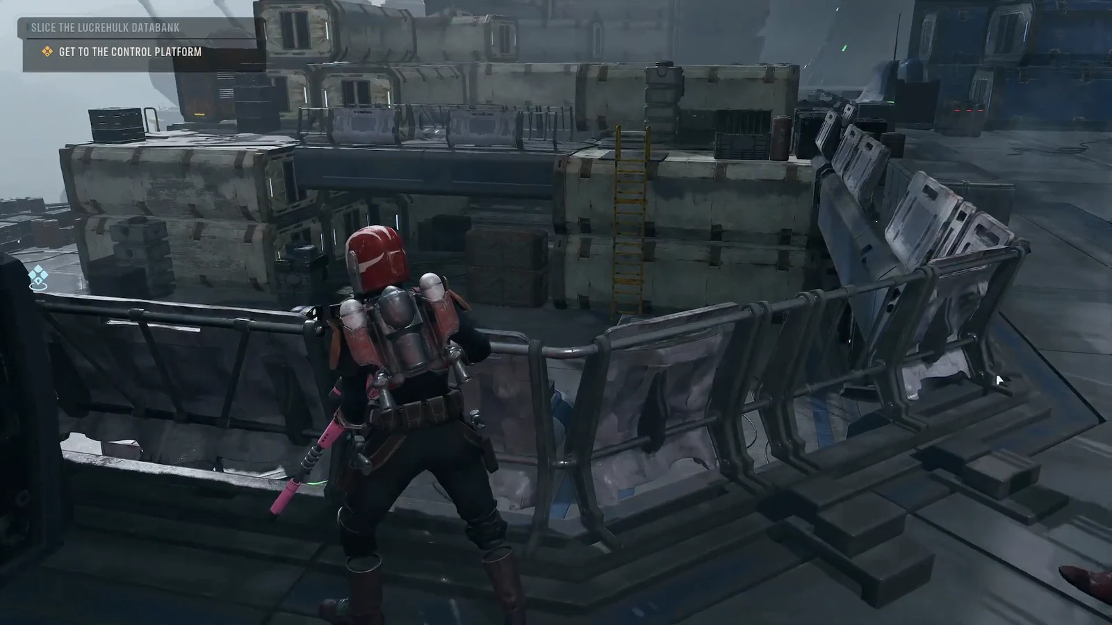 The elevated platform on the Lucrehulk exterior, the vantage point used to scope the distant structure for intel