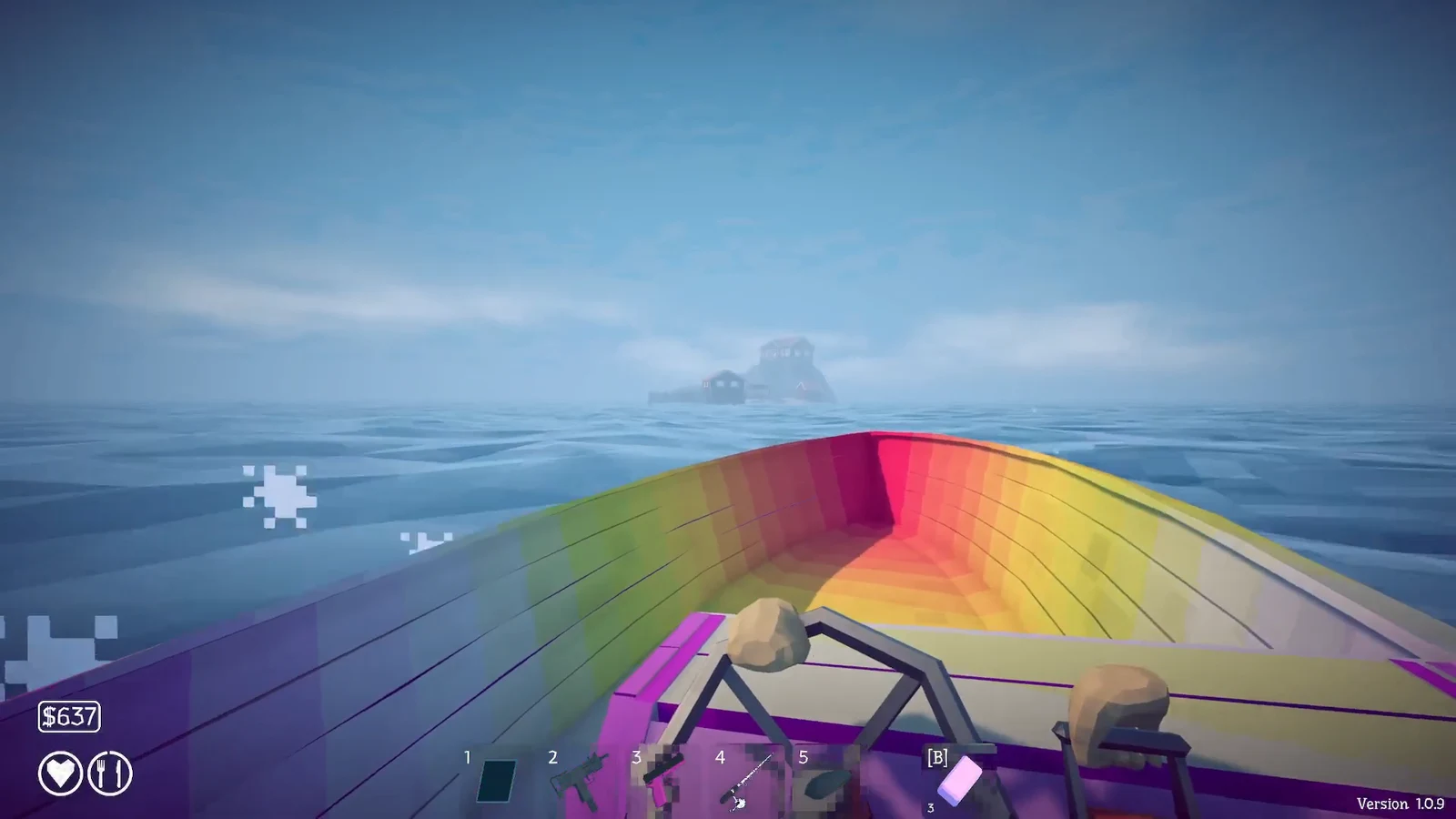 The fourth island appearing on the horizon ahead of the speedboat