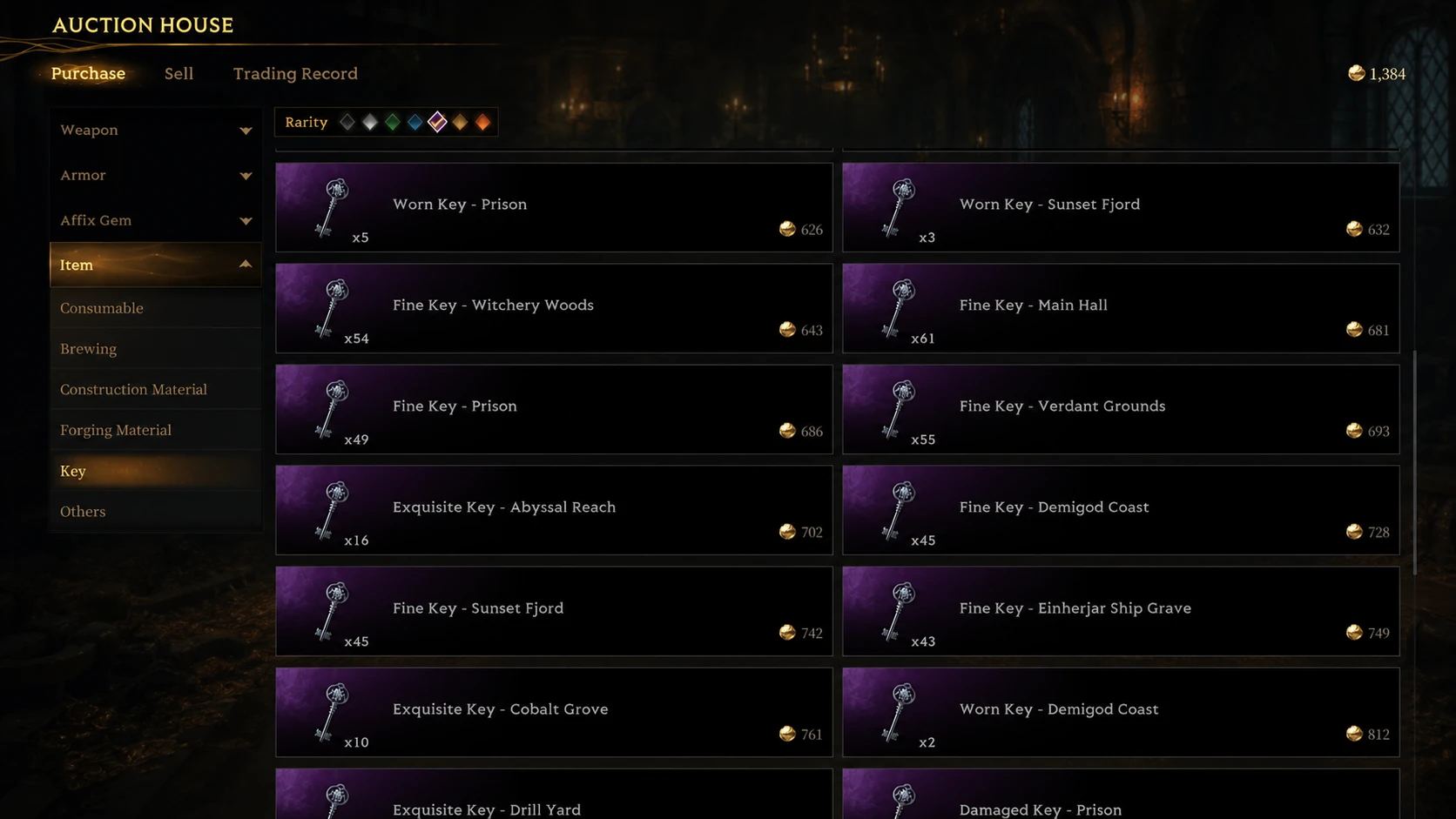 Get Loot Room Keys from Auction House Mistfall Hunter