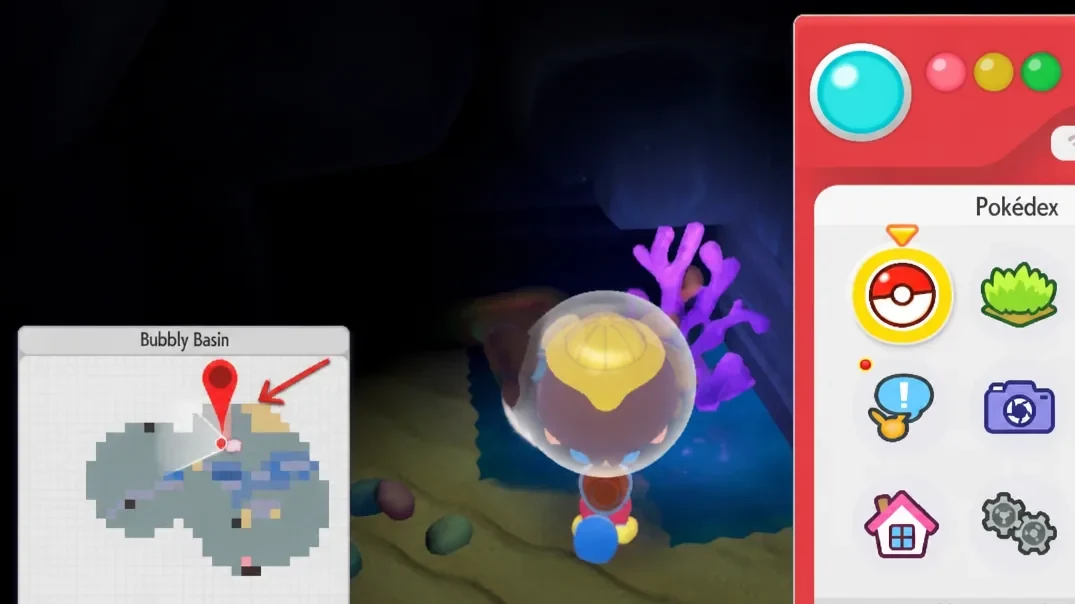 Windup inkay dark bubbly basin map location in pokopia