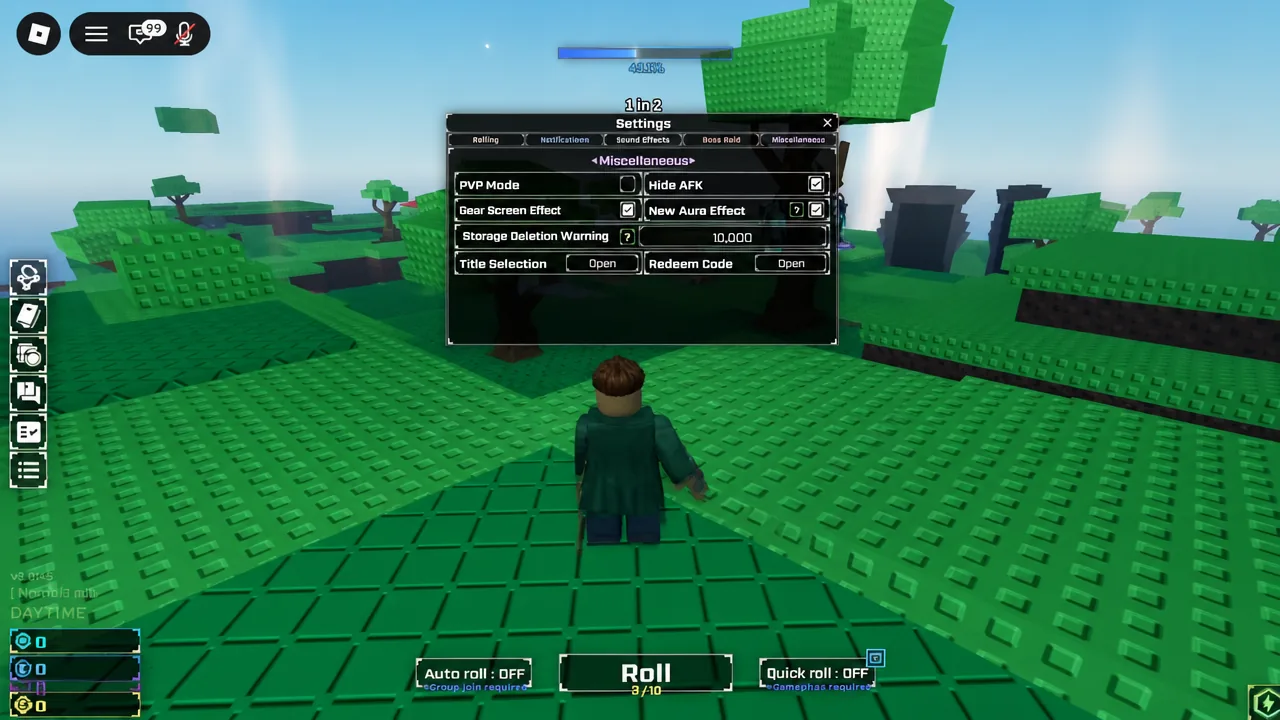 The Sol's RNG Settings window with the Miscellaneous tab selected