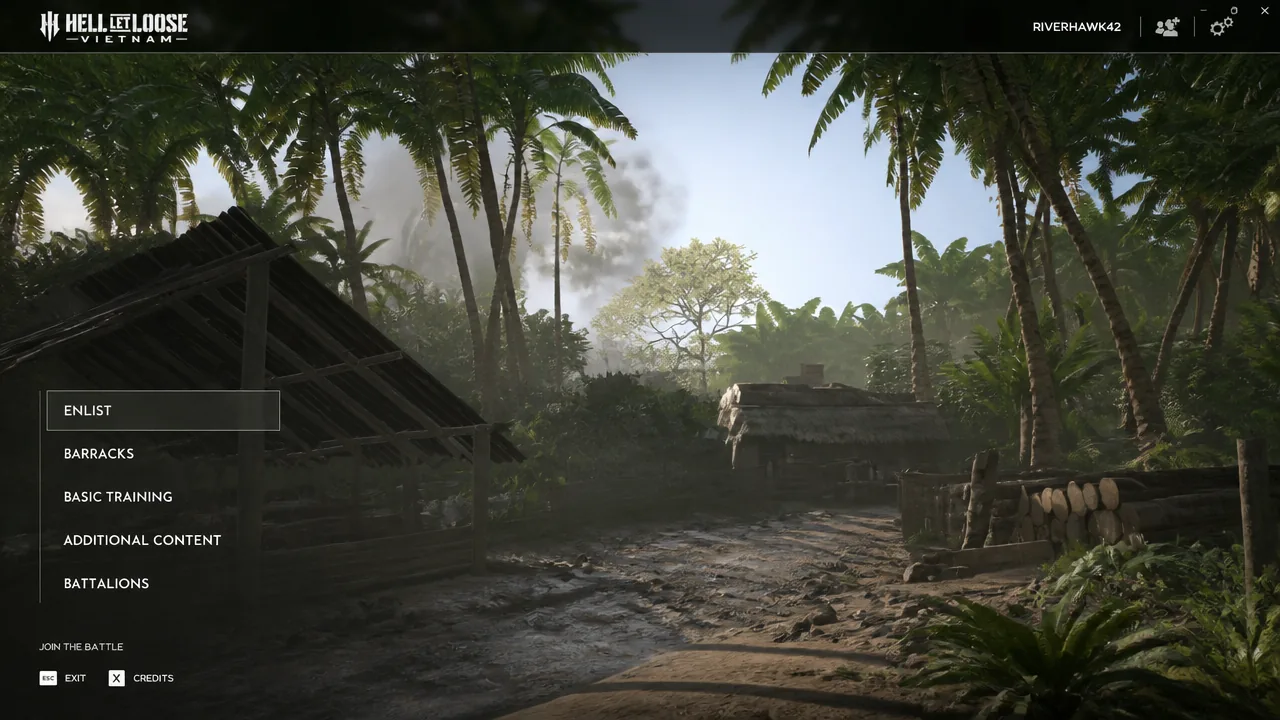 Hell Let Loose: Vietnam main menu with the Enlist option highlighted