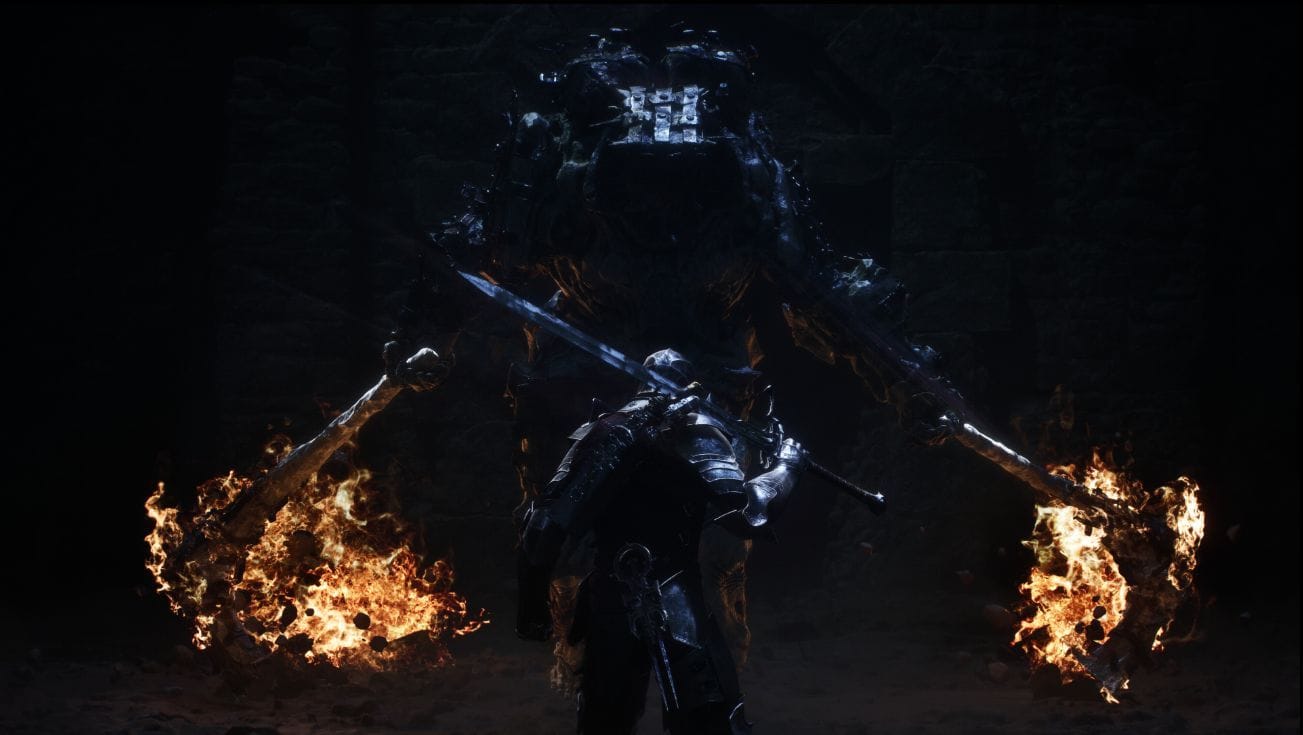 Mortal Shell 2 combat in a dark ruined landscape, where slain enemies drop Gloom