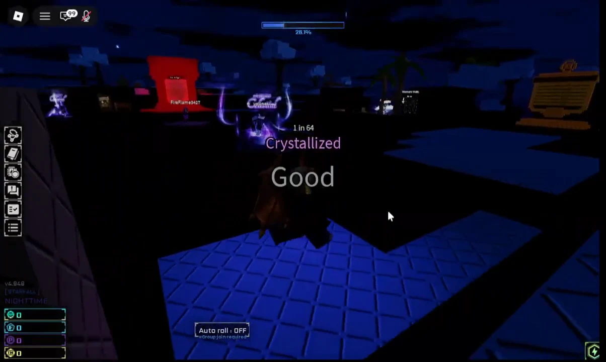 Sol's RNG roll landing on the Crystallized aura with a Good rating on screen