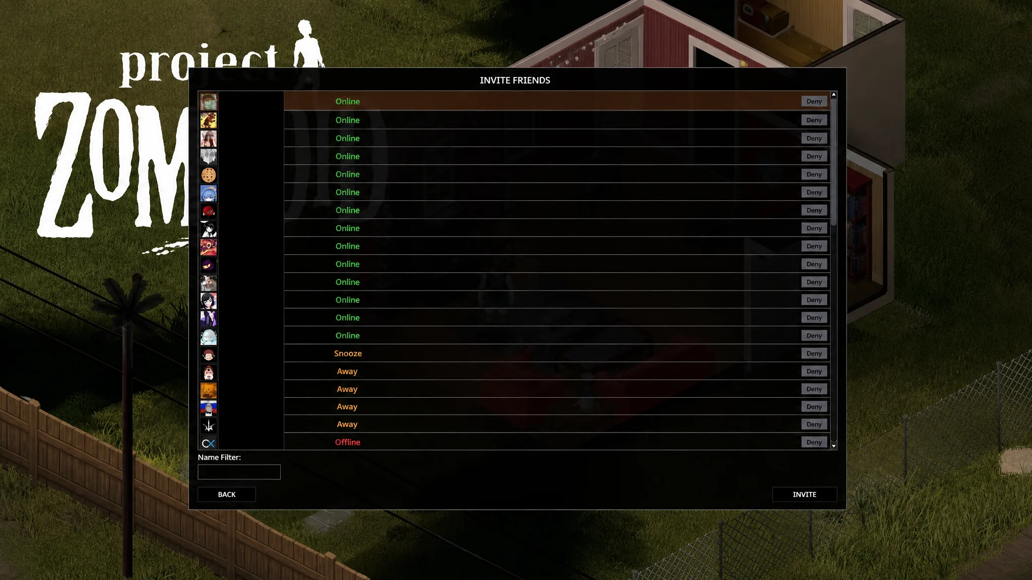 PZ Invite Friends menu