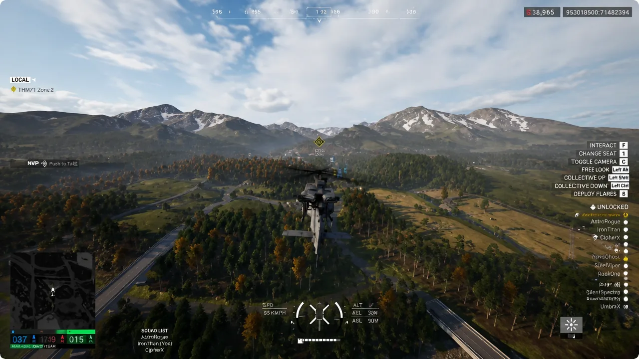 Helicopter cockpit view flying toward the yellow objective marker in Wardogs