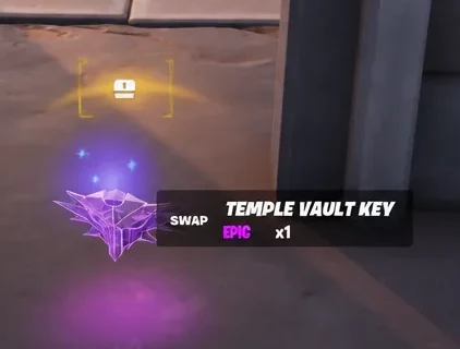 Temple Vault Key pickup prompt with the swap option selected in Fortnite