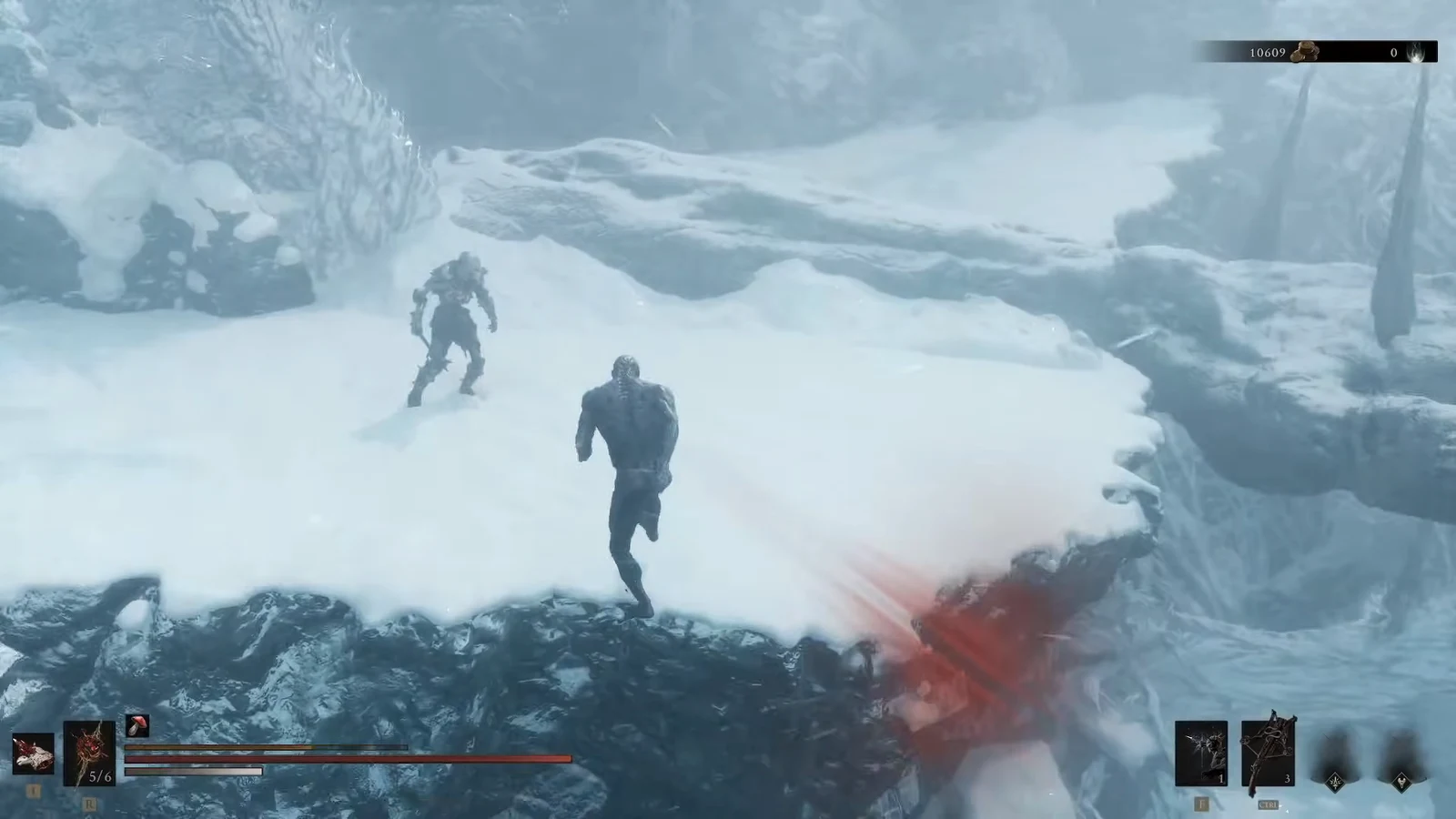 Player climbs toward the upper ledge and the Bone Gate on the far side
