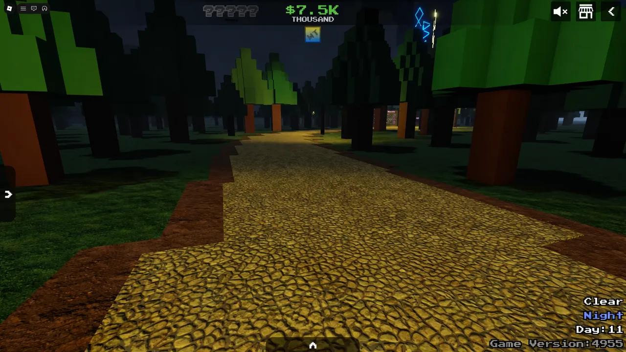 Route through the tycoon leading toward the Obelisk area at night