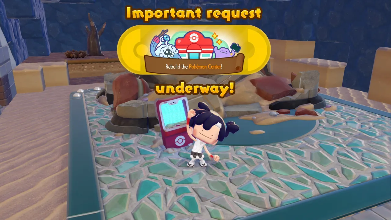 important request rebuild pokemon center bubbly basin pokopia