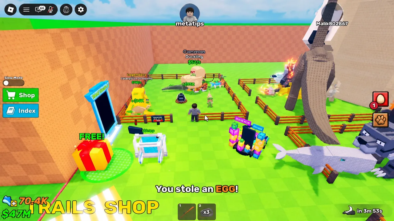 You stole an EGG message on screen as the player carries an egg from the fenced animal area