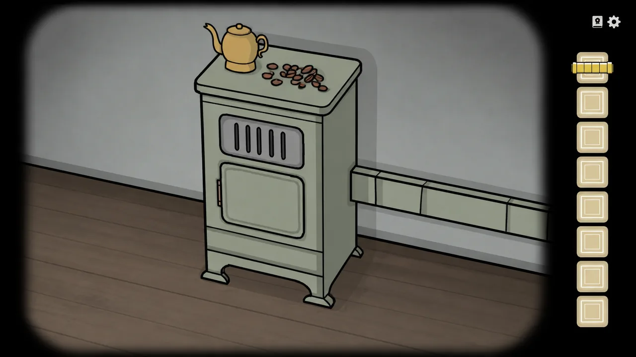 The coffee beans on the stove in Servant of the Lake