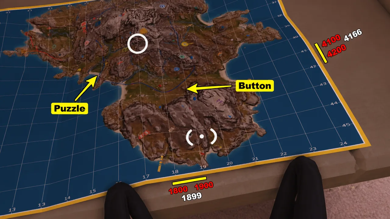 How the paper map latitude and longitude match the puzzle numbers