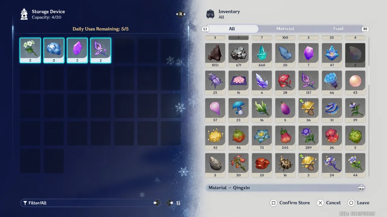 The trading system menu in Genshin Impact